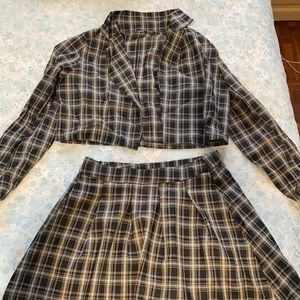 Black & White Plaid Blazer & Skirt
